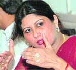 Anuradha Bali, aka Fiza, addresses a press conference in Gurgaon