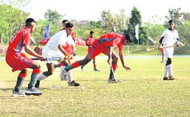 The match between IMA and INS Mandovi in progress.
