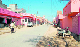 The newly painted DSP Road market in Fatehabad.