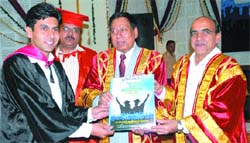 PTU Vice-Chancellor Dr Rajneesh Arora awards a degree to a passout of the DAV Institute of Engineering and Technology in Jalandhar