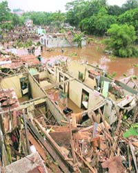 A view of the damage after a flood hit Jakarta