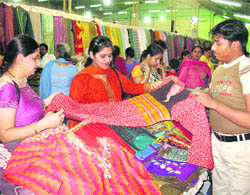 Visitors at an exhibition in Ludhiana on Saturday.