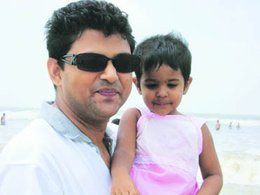 Jay Mukherjee with his three-and-a-half-year-old daughter Amu
