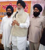 CM Parkash Singh Badal addressing a public meeting in Abohar
