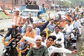 Palki of Sai Baba being taken in various sectors ahead of Ram Navmi in Chandigarh