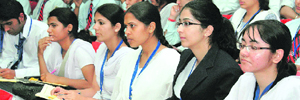Participants at a lecture series on biotechnology held at Beehive (PG) College in Dehradun.
