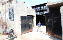 The premises of a tannery wears a deserted look after the death of two labourers in Jalandhar on Sunday night. 