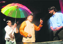 A scene from Aatmhtya, a play staged in Shimla.