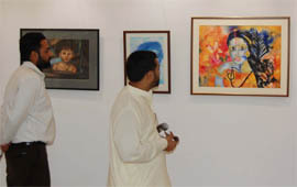 A painting exhibition at Virsa Vihar in Jalandhar.