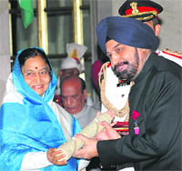 President Pratibha Patil presents Padma Vibhushan Award to Prof Jasbir Singh Bajaj, bio-medical scientist, at Rashtrapati Bhawan in New Delhi on Tuesday. 