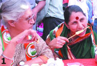 CM Sheila Dikshit with North West candidate Krishna Tirath.