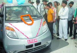 Tata Nano, world's cheapest car, on display at a showroom in New Delhi on Wednesday.