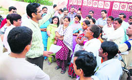 The Millennium Parents Association convenes a meeting at Rishi Public School, Sector 31, Gurgaon, on Wednesday. 