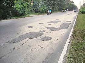 Temporarily patched up sections on the NH-1