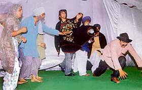 A play being staged by Shaheed Baba Bhan Singh Gadar Memorial Trust in Ludhiana