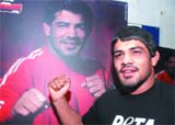 2008 Olympics bronze medalist Sushil Kumar launches Be Fit and Strong  Go Vegetarian campaign for People for the Ethical Treatment of Animals (PETA) in 