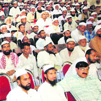 Workers of the Rashtriya Kranti Dal at a convention in Dehradun on Thursday.