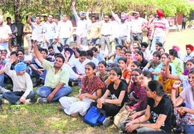 PAU students stage a dharna against security lapse on the campus