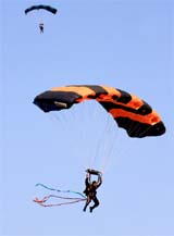 A paraglider performing during the Aero Show, which was organised by the Chetak Corps at the Bathinda military station on Friday