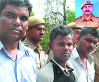 The three persons arrested for the murder of constable Vijay Kumar (inset) in New Delhi on Friday.