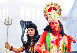 A shobha yatra is taken out on the occasion of Ramnavmi in Karnal on Friday.