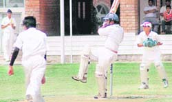 A batsman plays a shot during a match in Chandigarh
