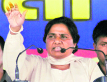 BSP chief Mayawati addresses an election rally in Ambala on Saturday.