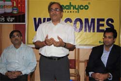 Raju Barwale, MD, Mahyco, addressing the media in Bathinda on Sunday. 