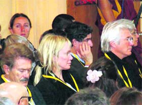 Richard Gere, a Hollywood actor and disciple of the Dalai Lama, attends a conference at McLeodganj, near Dharamsala