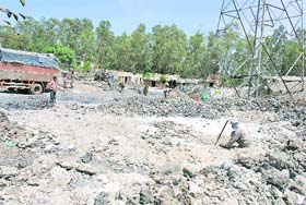 Fly ash dumped at the Focal Point area in Ludhiana
