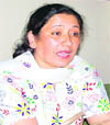 Sewa Dal Uttarakhand organiser Rajkumari Soni addresses mediapersons in Haridwar on Tuesday. 