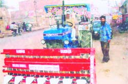 A reaper-mounted tractor manufactured at Mansa.
