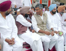 Sunil Jakhar and Rana Gurmeet Singh Sodhi share dais with party candidate Jagmeet Singh Brar in Abohar.