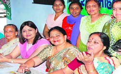 Women Congress leaders at a meeting in Devpura