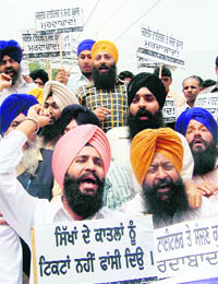 Agitators protest in Amritsar on Wednesday. 
