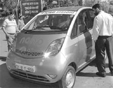Nano car on the premises of the Municipal Corporation, Chandigarh, on Thursday.