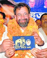 Munna Singh Chauhan who joined the Bahujan Samaj Party in Dehradun on Thursday.