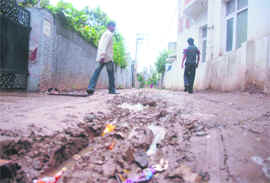 The pathetic condition of a road in Deputy Mayor's ward in Jammu
