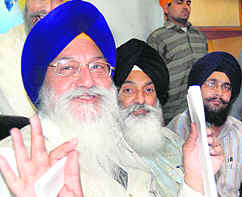 SGPC president Avtar Singh addresses mediapersons in Amritsar on Friday.