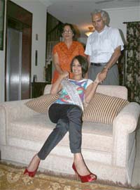 Miss India Universe Ekta Choudhary with her parents at their home in Gurgaon DLF Phase-2
