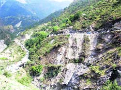 A landslide-prone zone in Chamoli district. 