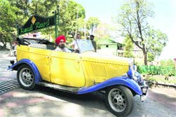 One of the participants of the vintage car rally organised by the Chandigarh-based Vintage and Classic Club.