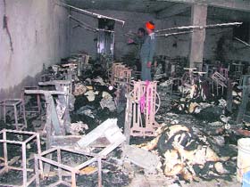 The destroyed goods at a hosiery unit in Ludhiana