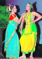Bollywood actor Hema Malini playing Yasoda Maiya role as her daughter Ahana performs Kanhaiya in the play titled Krishna Lila.