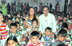 Actor Jivida Astha and comedian Vivek Shauq entertained the children of The British School, Panchkula, on Wednesday