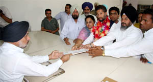 BSP candidate for the Bathinda Lok Sabha seat Nem Chand files his nomination papers on Thursday.