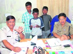 Guddu, Ravi and Pradeep who were rescued by the railway police in Dehradun on Thursday.