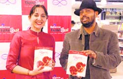 Manuela Requena from Brisbane and co-founder of Undercover Utopia Abhigyan Jha at the release of the formers cookery book in Gurgaon 