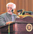 Vice-President Hamid Ansari delivering the 13th Dr S.Radhakrishnan Memorial Lecture at the Institute of Advanced Studies at Shimla on Thursday.