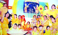 Students and teachers of the pre-wing of DIPS School celebrate Baisakhi at the school.